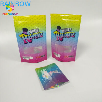 Gewohnheit druckte wiederversiegelbare Doypack lamellierte materielle Geruch-Beweis Runtz-Tasche mit Reißverschluss für das CBD-Süßigkeits-Verpacken