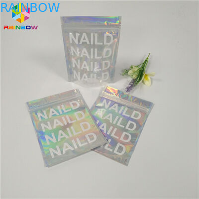 Flaches Plastik Heißsiegel-kosmetisches Verpackentaschen-klares Hologramm-Plastik mit Reißverschluss