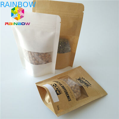 Stehen Sie oben Plastikbeutel des Snack-Food-den Verpackentaschen-Zipverschluss-freien Raumes, der mit Fenster transparent ist