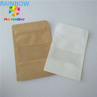 Stehen Sie oben Plastikbeutel des Snack-Food-den Verpackentaschen-Zipverschluss-freien Raumes, der mit Fenster transparent ist