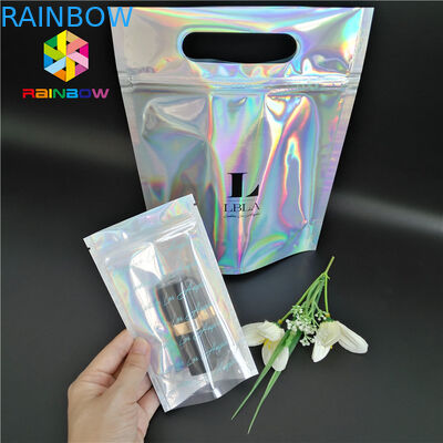 Farbe Plastikder hologramm-Plastik-Reißverschluss-Kosmetik-Verpackentaschen-CMYK mit klarem Fenster