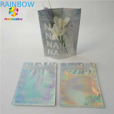 Farbe Plastikder hologramm-Plastik-Reißverschluss-Kosmetik-Verpackentaschen-CMYK mit klarem Fenster