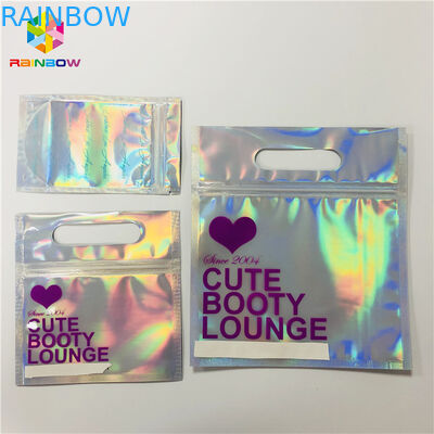 Ganz eigenhändig geschrieber Reißverschluss-Plastik-Plastik-Folien-stehen kosmetischer Verpackentaschen-Hologramm-Laser oben Art
