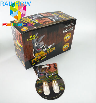 Glatte Blasen-Karte, die kundenspezifische Papierkarte der Sex-Verbesserungs-Pillen-Burro2 60000 verpackt