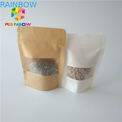 Stehen Sie oben Beutel-Papierkasten-Verpackennahrungsmittelgrad mit klarem rechteckigem/ovalem Fenster