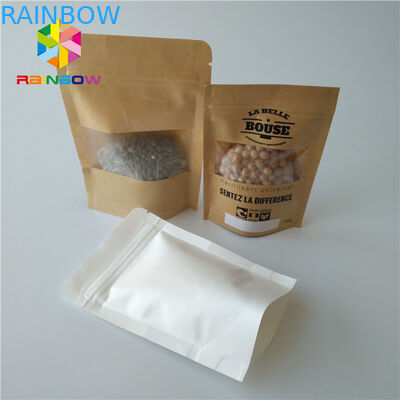 Stehen Sie oben Beutel-Papierkasten-Verpackennahrungsmittelgrad mit klarem rechteckigem/ovalem Fenster