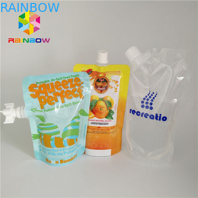 Plastikgetränkestehen flüssige Tüllen-Taschen, Fruchtsaft-Getränk oben Beutel mit Kappe