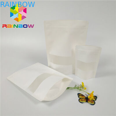 Matt-weiße Plastikbeutel, die Polyzipverschluß Doypack verpacken, stehen oben Beutel-Rechteck-Fenster