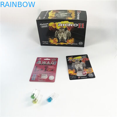 Kundenspezifische Blasen-Karten-Verpackennashorn-Behälter-Kugel für das männliche Verbesserungs-Kapsel-Verpacken