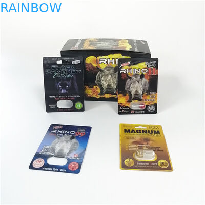 Schieben Sie Blasen-Karten-die verpackenden männlichen Verbesserungs-Pillen, die kundengebundene Größe verpacken