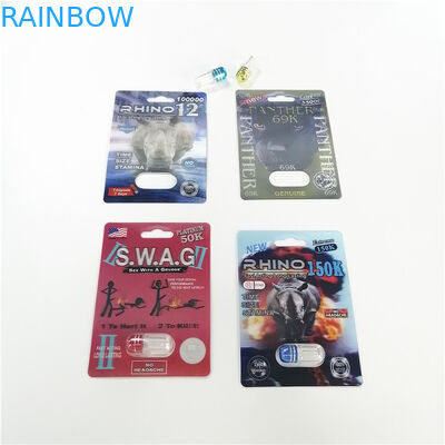 Blasen-Karten-Verpackengewohnheit des gestrichenen Papiers druckte Pillen-Kapsel-Satz des Effekt-3D des Nashorn-69