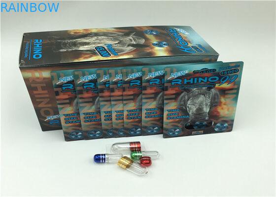 Nashorn-Pulver-Kapsel-Blisterpackung des Gold69k, die Karte 3D mit Plastikabdeckung verpackt