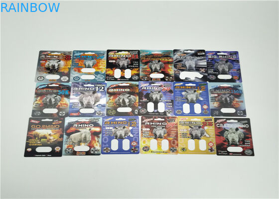 Effekt-Blasen-Karten-verpackender männlicher Verbesserungs-Pillen-Satz des Feuer-Rhino50K 3d für Kapsel-Sex-Pillen