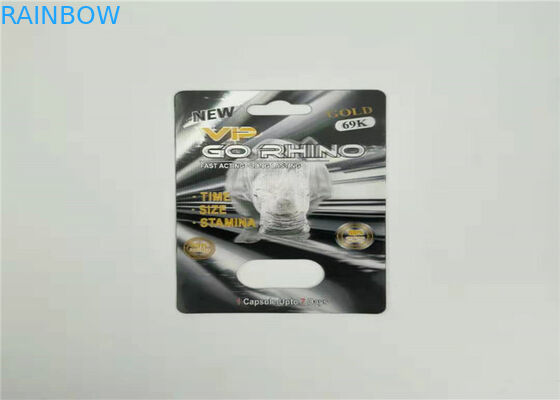 Männliche sexuelle Leistungs-Vergrößerungspillen bedecken Effekt-Karte des Karten-Verpackennashorn-99 50k 150k 3d mit Blasen