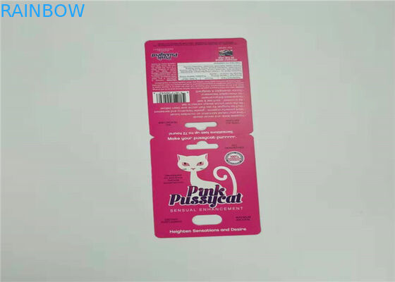 Eine gesetzte Sex-Pillen-Papierkarte, die rote Blasen-Karten-Gewohnheits-Farbe des Splitter-Nashorn-V7 verpackt