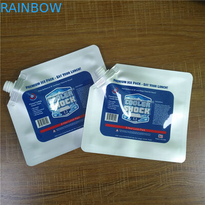 Nahrungsmittelspeicher-Gewohnheit druckte Plastiktasche-wasserdichte wiederverwendbare Kühlvorrichtungs-Eisbeutel mit Tülle/Kappe