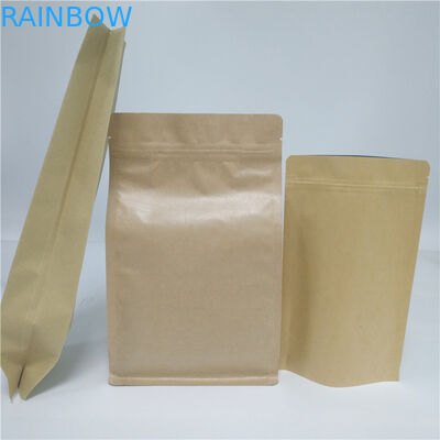 Flache Unterseiten-Beutel Aluminiumfolie-Seiten-Keil aufbereiteter Kraftpapier-Kaffee-Tasche Doypack