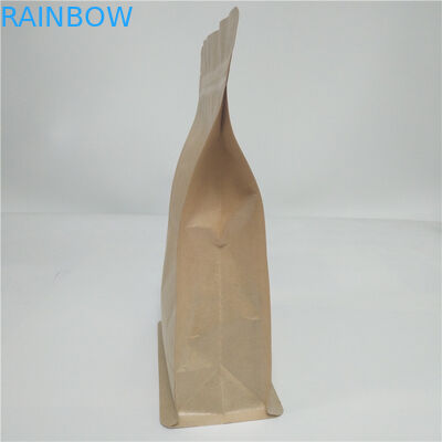 Flache Unterseiten-Beutel Aluminiumfolie-Seiten-Keil aufbereiteter Kraftpapier-Kaffee-Tasche Doypack