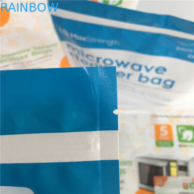 Glatten Mikrowellen-Unterseiten-Keil-Taschen die mit Reißverschluss stehen oben Plastiksterilisator-Retorten-Beutel