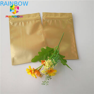 Glatte Mattplastiktaschen mit Reißverschluss, die metallisches Goldfolien-Kissen für Cbd Kratom verpacken