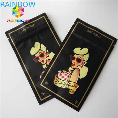 Wiederversiegelbarer kundenspezifischer Reißverschluss sackt 1G Plastik Hanf-Unkraut-das Verpacken des Beutel-Geruch-Beweis-CBD ein