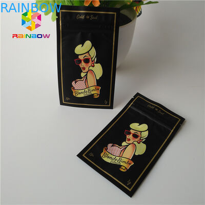 Wiederversiegelbarer kundenspezifischer Reißverschluss sackt 1G Plastik Hanf-Unkraut-das Verpacken des Beutel-Geruch-Beweis-CBD ein