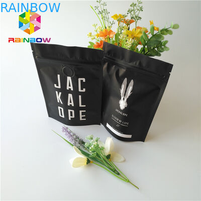 Schwarzer metallischer Folien-Mattbeutel stehen oben 2 Unze-Kaffee-Taschen mit Reißverschluss/Ventil