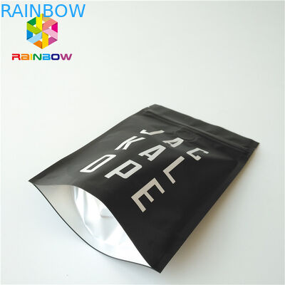 Schwarzer metallischer Folien-Mattbeutel stehen oben 2 Unze-Kaffee-Taschen mit Reißverschluss/Ventil