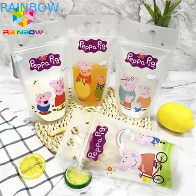 HAUSTIER materieller Getränk-Saft-Nahrungsmittelbeutel, der Drucken Doypack-Taschen-CMYK mit Griffen verpackt