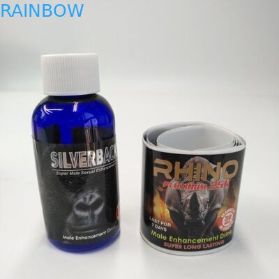 Glatte Endblasen-Karten-Verpackenselbst Adhensive beschriftet Nashorn-Aufkleber für männliches Verbesserungs-Getränk