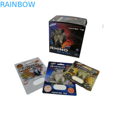 Schieben Sie des Blasen-Einsatz-Karten-Papierkasten-Verpackennashorn-69 kundengebundene Größe Sex-der Pillen-3d Verpackung