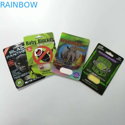 Schieben Sie des Blasen-Einsatz-Karten-Papierkasten-Verpackennashorn-69 kundengebundene Größe Sex-der Pillen-3d Verpackung