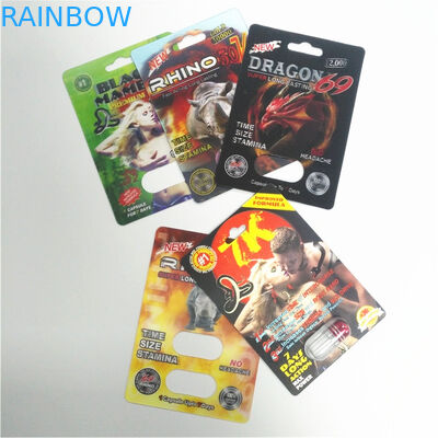 Die dauerhaften männlichen Verbesserungs-Pillen, die Nashorn-Reihen 3D verpacken, kardiert Kapsel-Blisterpackung