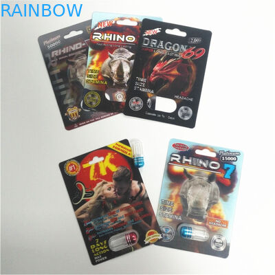 Die dauerhaften männlichen Verbesserungs-Pillen, die Nashorn-Reihen 3D verpacken, kardiert Kapsel-Blisterpackung