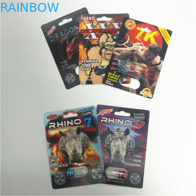 Büffel-glückliche Zeit-Blisterpackungs-Verpackennashorn-Pillen-Blasen-Papierkarten kundenspezifisch