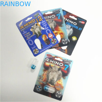 Männliche sexuelle Leistungs-Vergrößerungspille, die Nashorn-Behälter-Kugel der Karten-3D verpackt