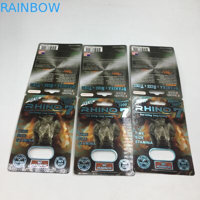 Nashorn 7 5000 kapseln die Blasen-Karte ein, die männlichen sexuellen Papierschaukarton der Pillen-3D verpackt