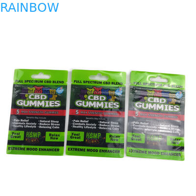 Plastik-Schlauchbeutel-Plastikbeutel, die drei Seite hängendes Siegelloch für Cbd Gummies verpacken