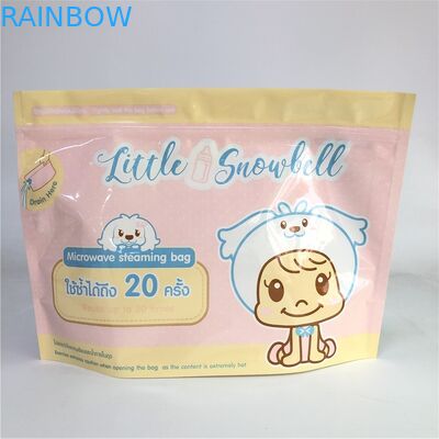 Stehen Sie oben biologisch abbaubare 120-180 Mic Stärke des Reißverschluss-Mikrowellen-Taschen-kundenspezifisches Drucken