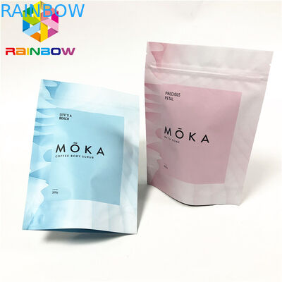 Lamellierter Folienstand herauf Taschen mit kundenspezifischem druckendem Beutel mit Reißverschluss für Imbiss/Körperpeeling kundengebundene Verpackentaschen