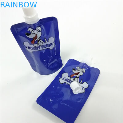 Der kundenspezifische Drucktüllenbeutel, der flüssige 100ml Nahrung- für Haustierehundefestlichkeit verpackt, stehen herauf Taschen