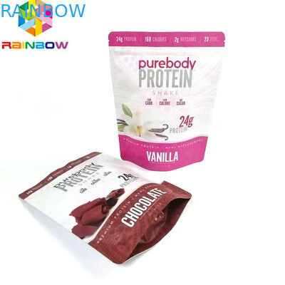 Kundenspezifische Druck-Verpackentaschen Doypack mit Reißverschluss für Pulver stehen oben Aluminiumfolienahrungsmittelspeichertasche