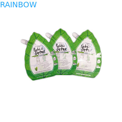 Kundenspezifischer Druckentwurfs-Grün-unregelmäßiger Tüllen-Beutel, der mit Folie verpackt