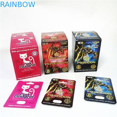 Rosa Pussycatpapierkastenkarte, die heiße stempelnde Schaukartonkarten der sexuellen Verbesserungsblase Verpackenprägt