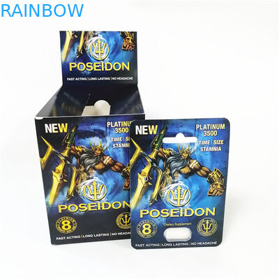 kundenspezifische Druckpapierkarten zerreißen Kerbenlinie Kästen blauen roten Poseidon-Kartenkasten mit der Blase