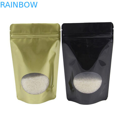 Kundengebundenes recyclebares Gold stehen oben Beutel mit Reißverschluss mit Aluminiumfolie-klarem Fenster für Süßigkeits-Kaffee Bean Tea