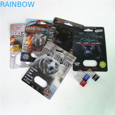 Sexuelle Verbesserungs-Pillen, die maximale 150K 3D Blasen-Karten des Nashorn-mit Papierkasten für Pulver-Sex-Kapsel verpacken