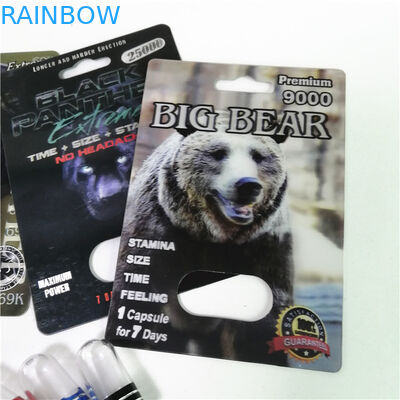 Sexuelle Verbesserungs-Pillen, die maximale 150K 3D Blasen-Karten des Nashorn-mit Papierkasten für Pulver-Sex-Kapsel verpacken