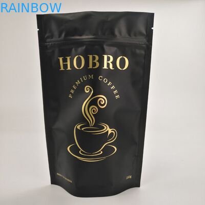 Stehen Sie oben Matt Black Laminated Aluminum Foil-Zipverschluss-Kaffee-Verpackentaschen-Kaffee Bean Packaging Bags With Valve