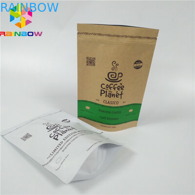 Stehen Sie oben Papiertüten mit kundenspezifischem Logo Resealable Brown Kraft Paper-Beutel, der für Kaffeebohnen verpackt